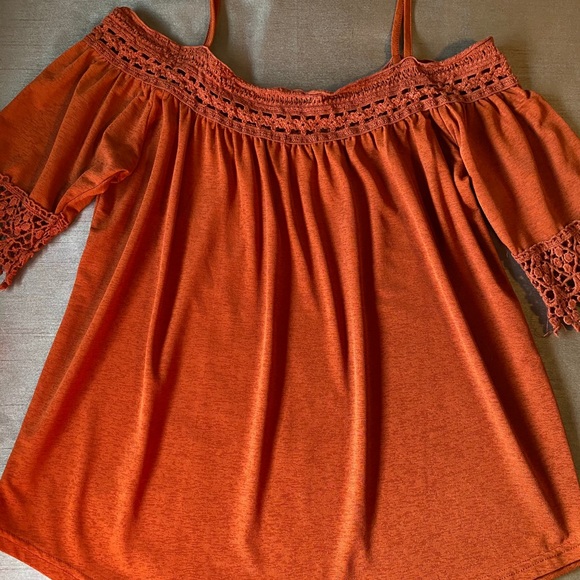 Orange Over The Shoulder Blouse - Picture 1 of 2